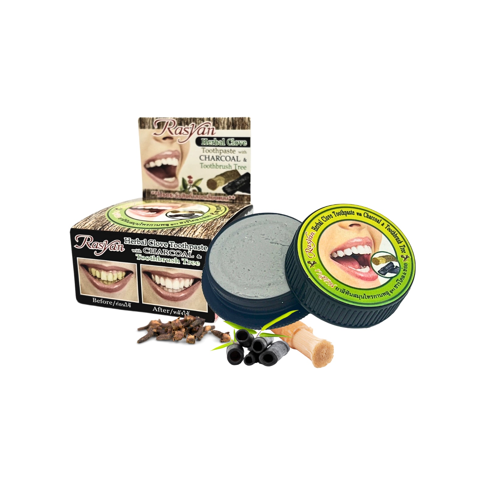 Zubní pasta s hřebíčkem a bambusovým uhlím Rasyan Herbal Clove Charcoal, 25 g